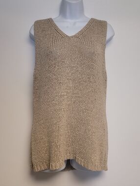 Liz Claiborne Tan Sweater Knit Sleevless Tank Top Large